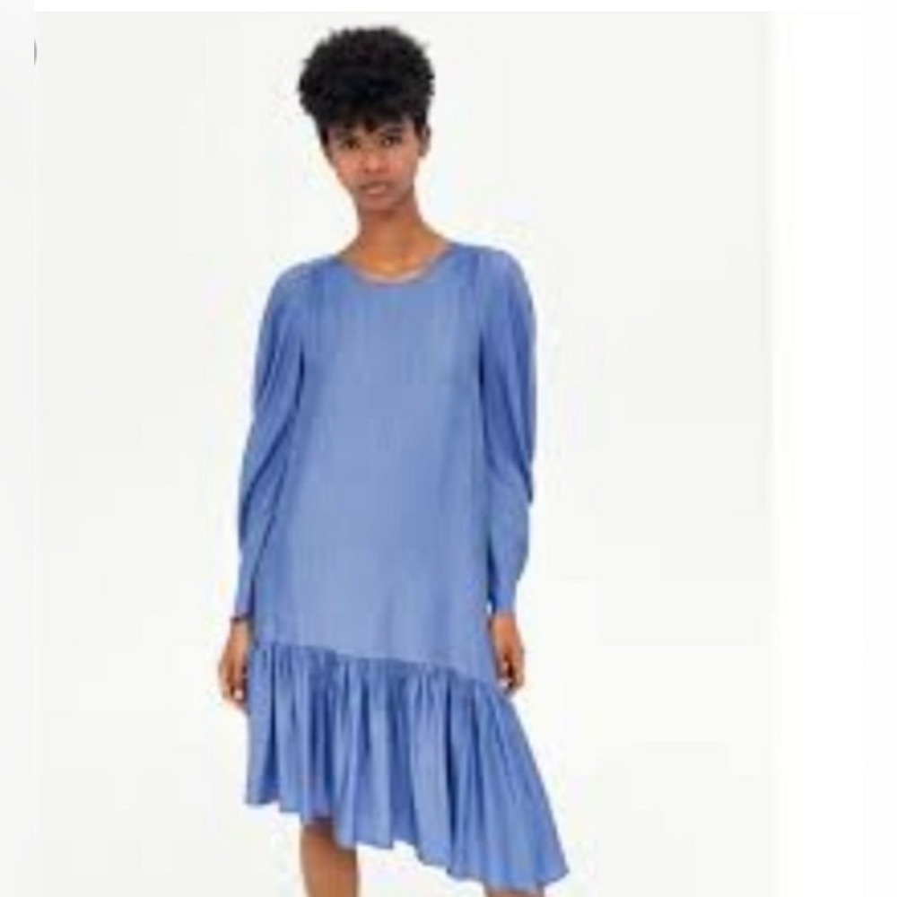 Zara tencel lyocell denim jeans asymmetric dress